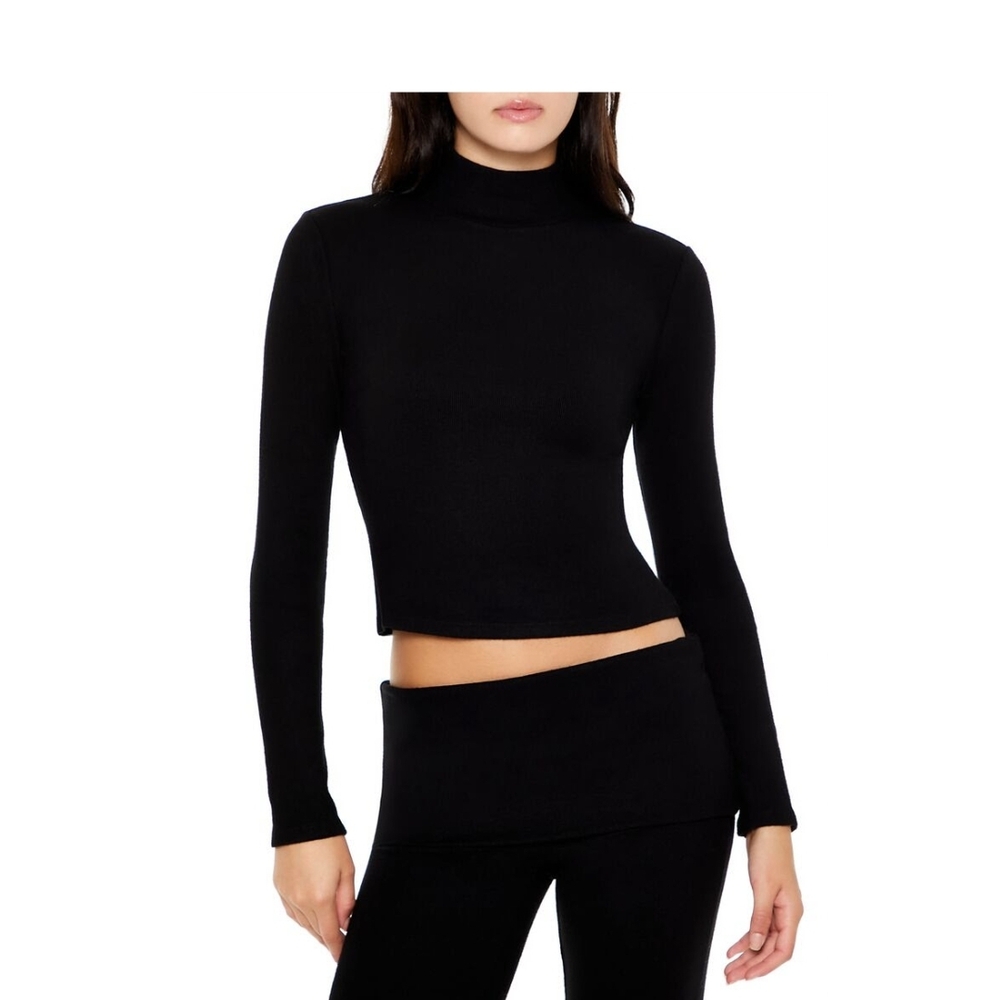Black Turtleneck Long Sleeve Top